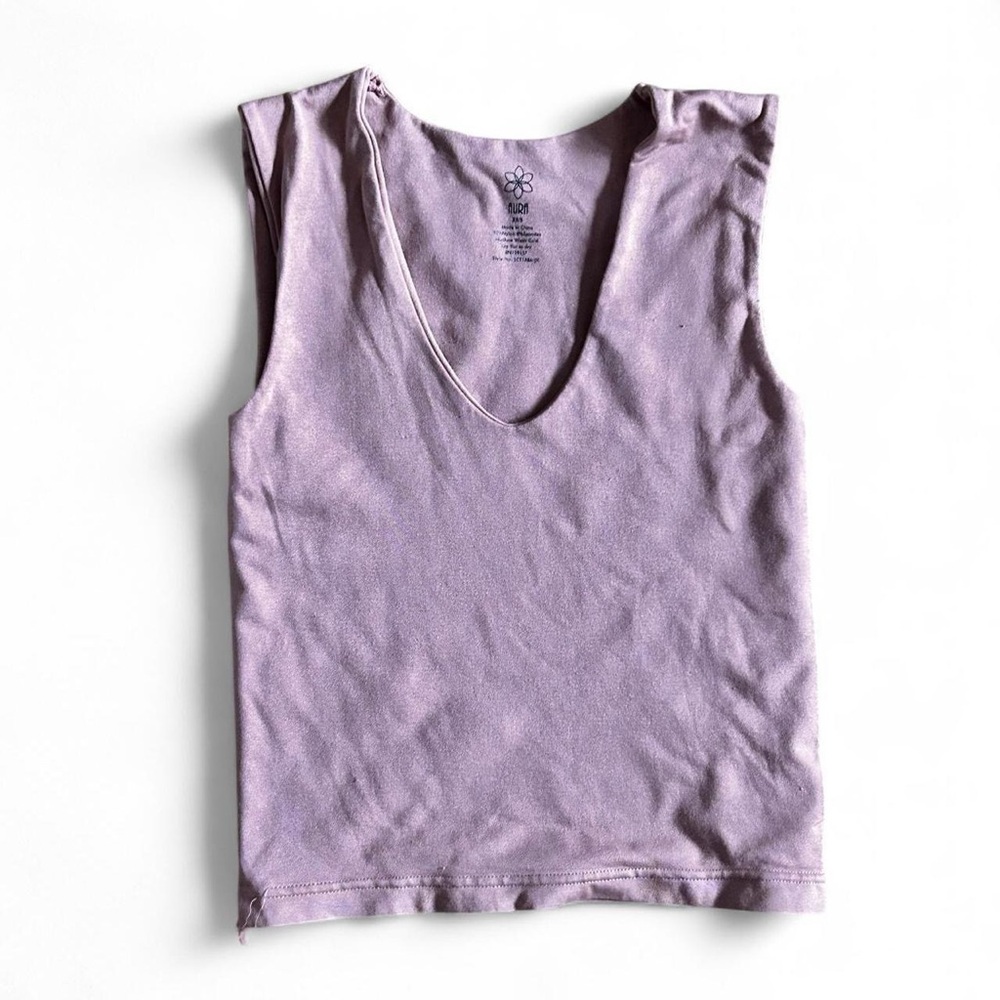 AURA light terracotta high quality activewear tank top w stitched lining Sz XXS